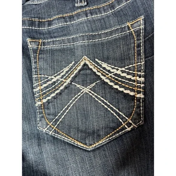 ARIAT Mid Rise Boot Cut Jeans Ocean Blue Size 30R 32”L Whipstitch - Picture 4 of 15